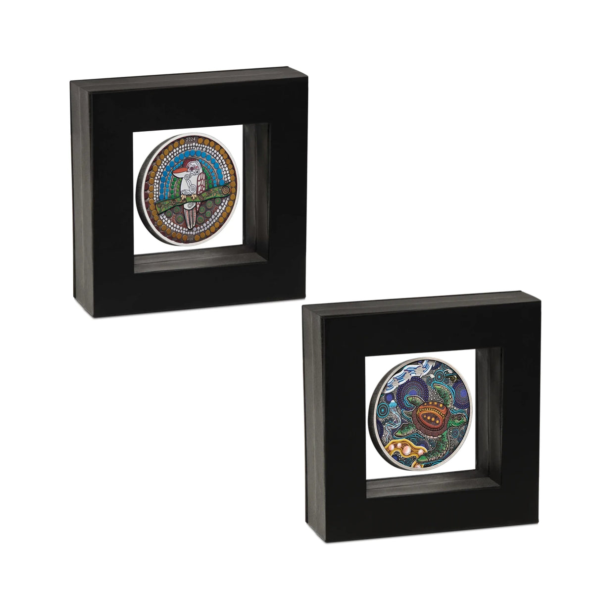 2024 & 2026 PerthMint Kaa-Kaa & Turtle 2oz Silver Antiqued 2 Coin set