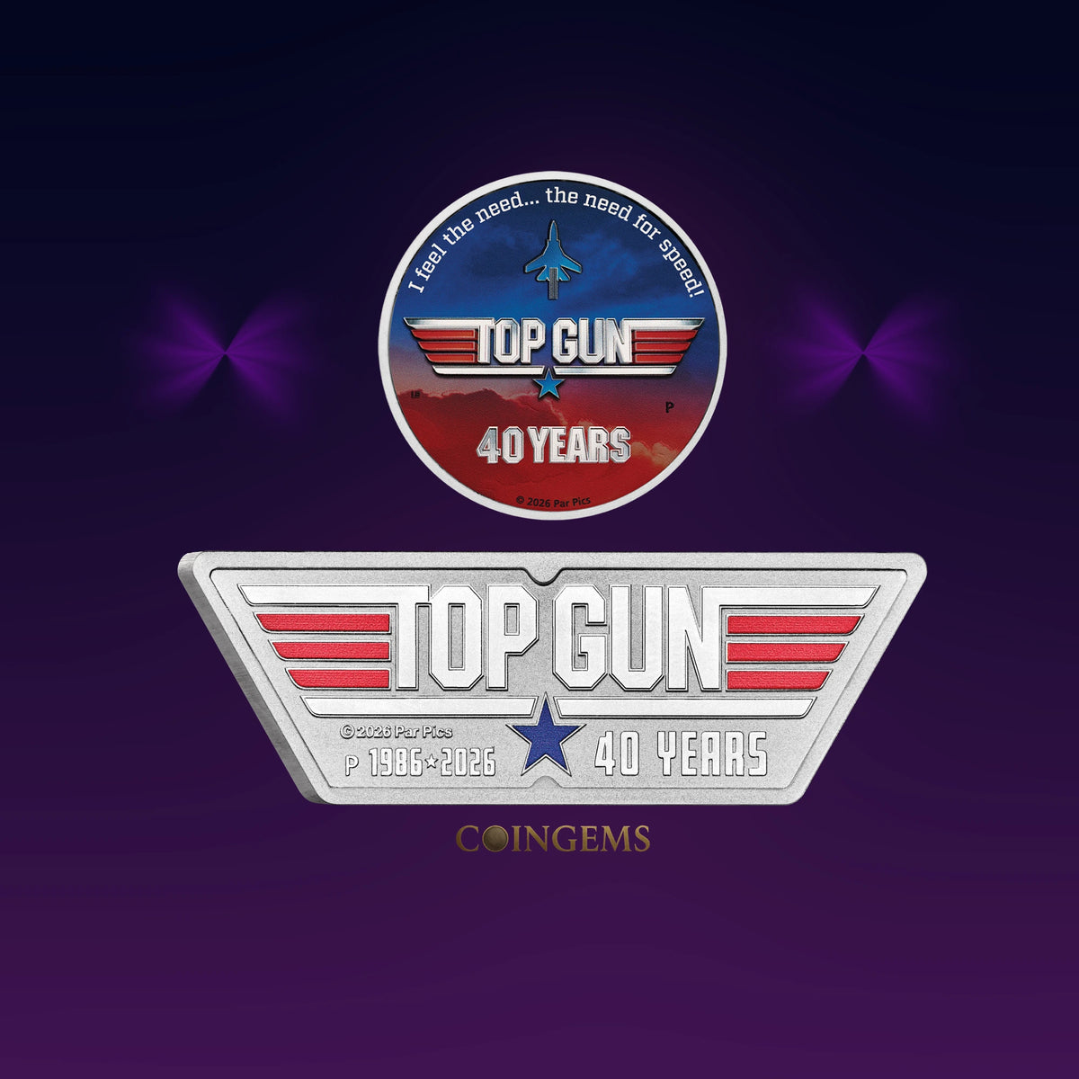 2026 Perth Mint Top Gun 1oz Silver Coloured 2 Coin Collection