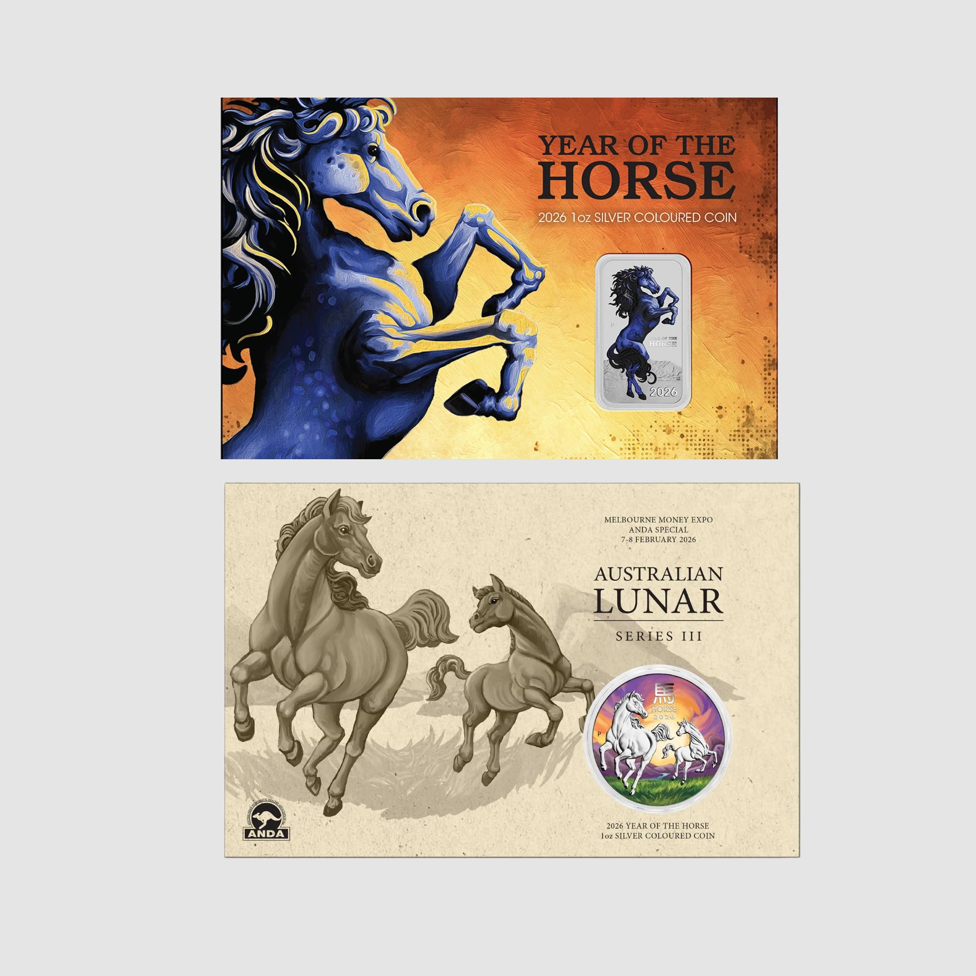 2026 Perth Mint Lunar Horse 1oz Silver 2 Coin Collection