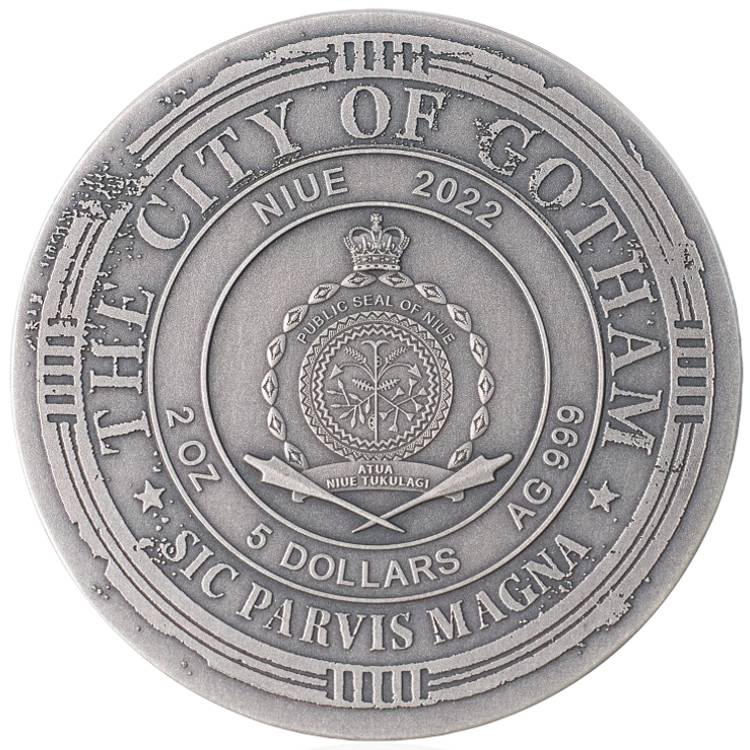 2022 Niue Batman The Dark Knight 2oz Silver Antiqued Coloured Coin