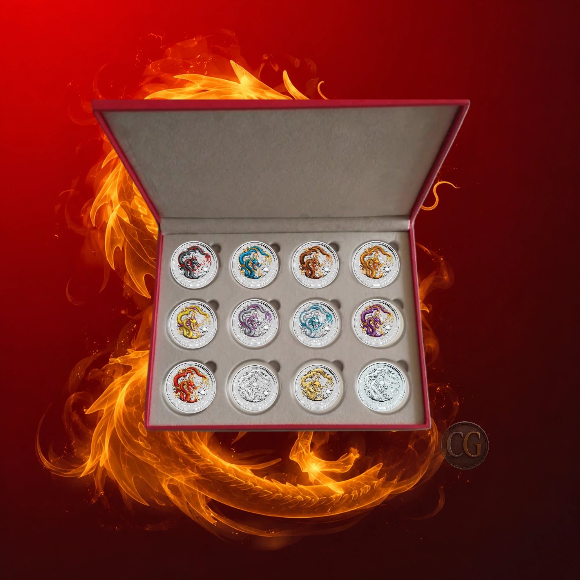 2012 Perth Mint Lunar Dragon 1oz Silver 12 Coin Collection