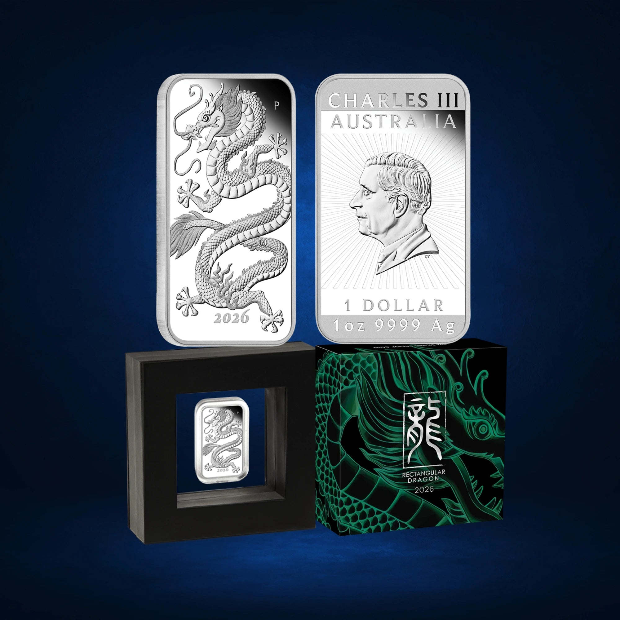 2026 Perth Mint Dragon 1oz Silver Proof Rectangular Bar