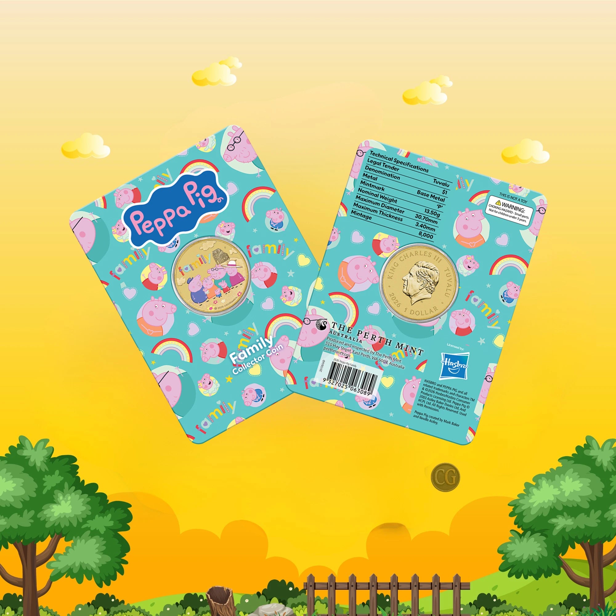 2026 Perth Mint Peppa Pig Family Collector Coloured Coin in Card