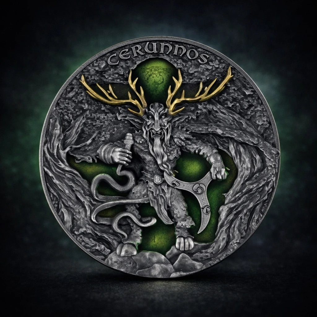 2022 Niue Cernunnos 2oz Silver Antiqued Gilded Coin