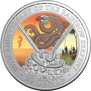 2025 RAM The Rainbow Serpent Coloured Unc Coin on Card