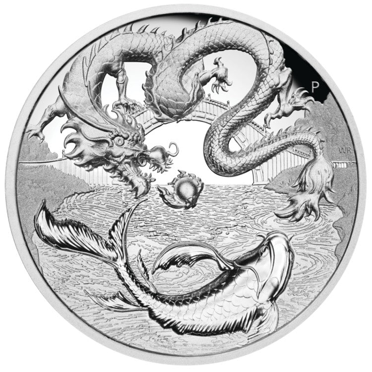2023 Perth Mint Dragon & Koi 2oz Silver Proof Coin
