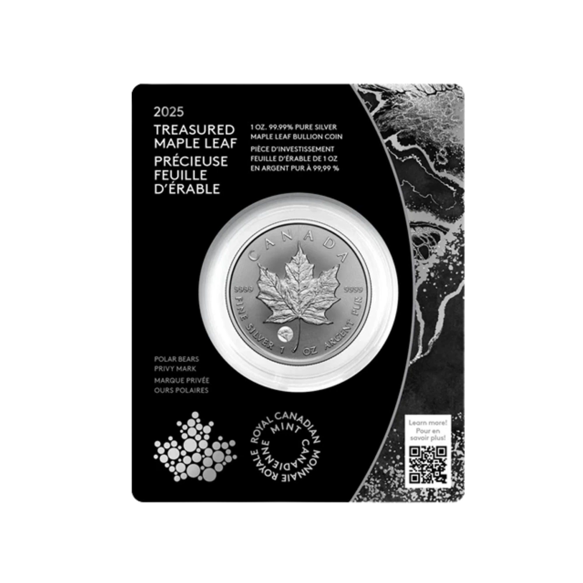 2025 カナダ メープルリーフ / ホッキョクグマのプリヴィーマーク 銀貨 2025 RCM Treasured Maple Leaf Polar Bears Privy Mark 1oz Silver Bullio