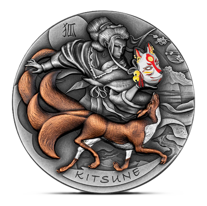 2022 Niue Kitsune 2oz Silve Antiqued Coin