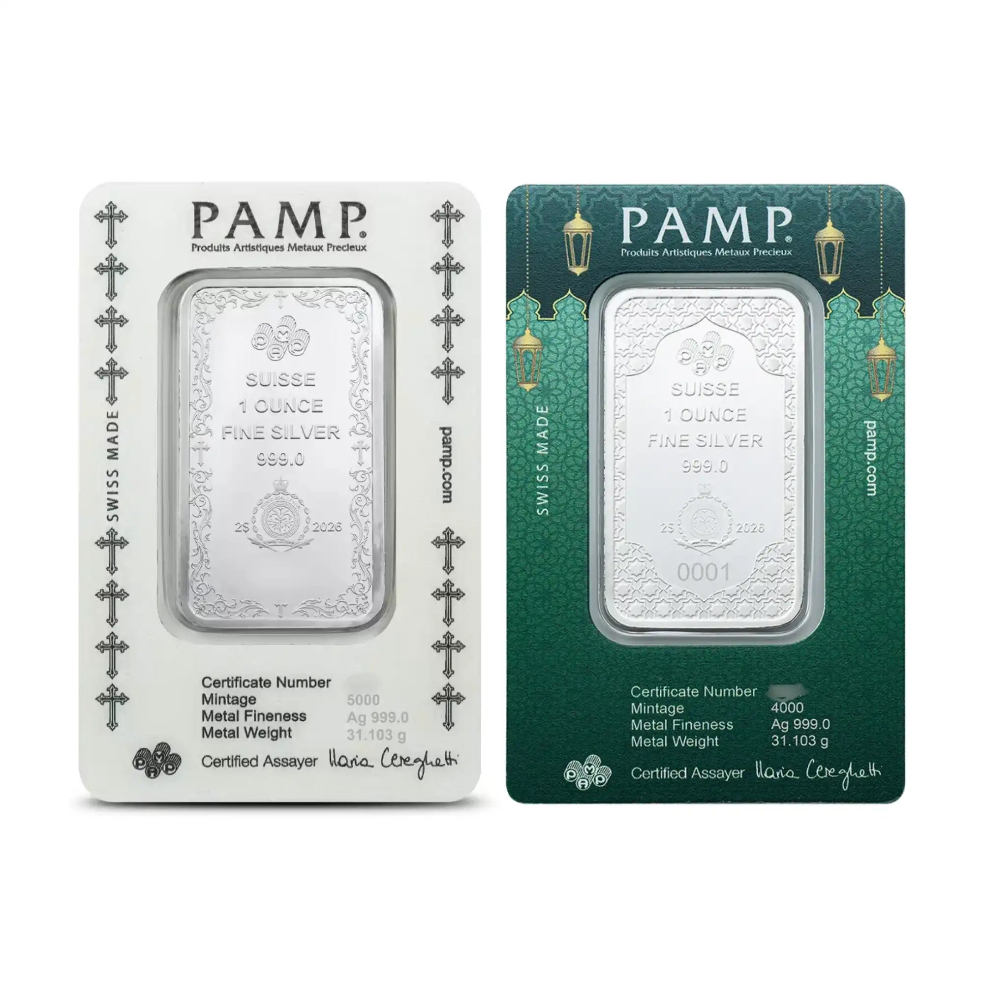 2026 PAMP Suisse Christian Cross & Eid Mubarak 1oz Silver Religious Collection