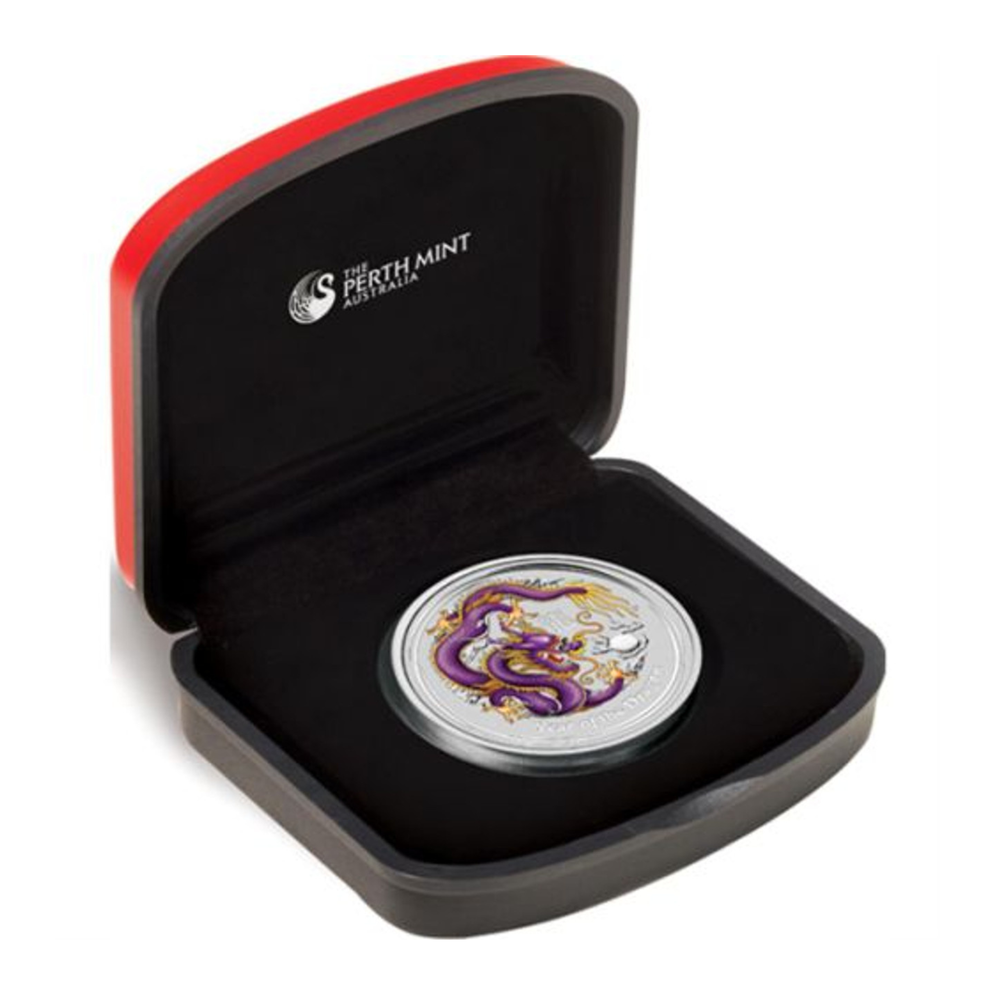 2012 Perth Mint Lunar Purple Coloured Dragon 1oz Silver Coin