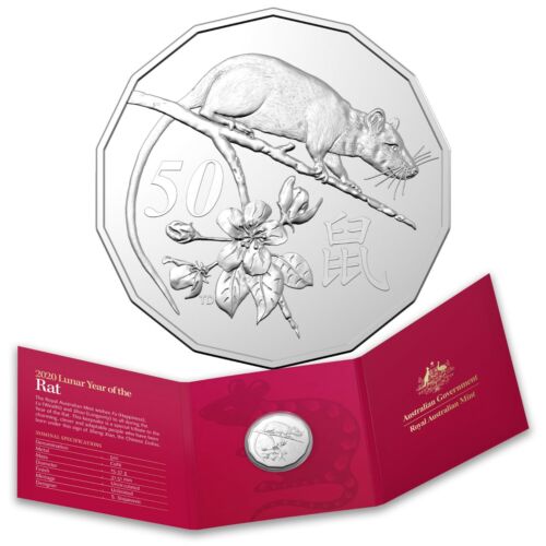 2020 RAM Lunar Year Of The Rat 50c Tetradecagon coin on card