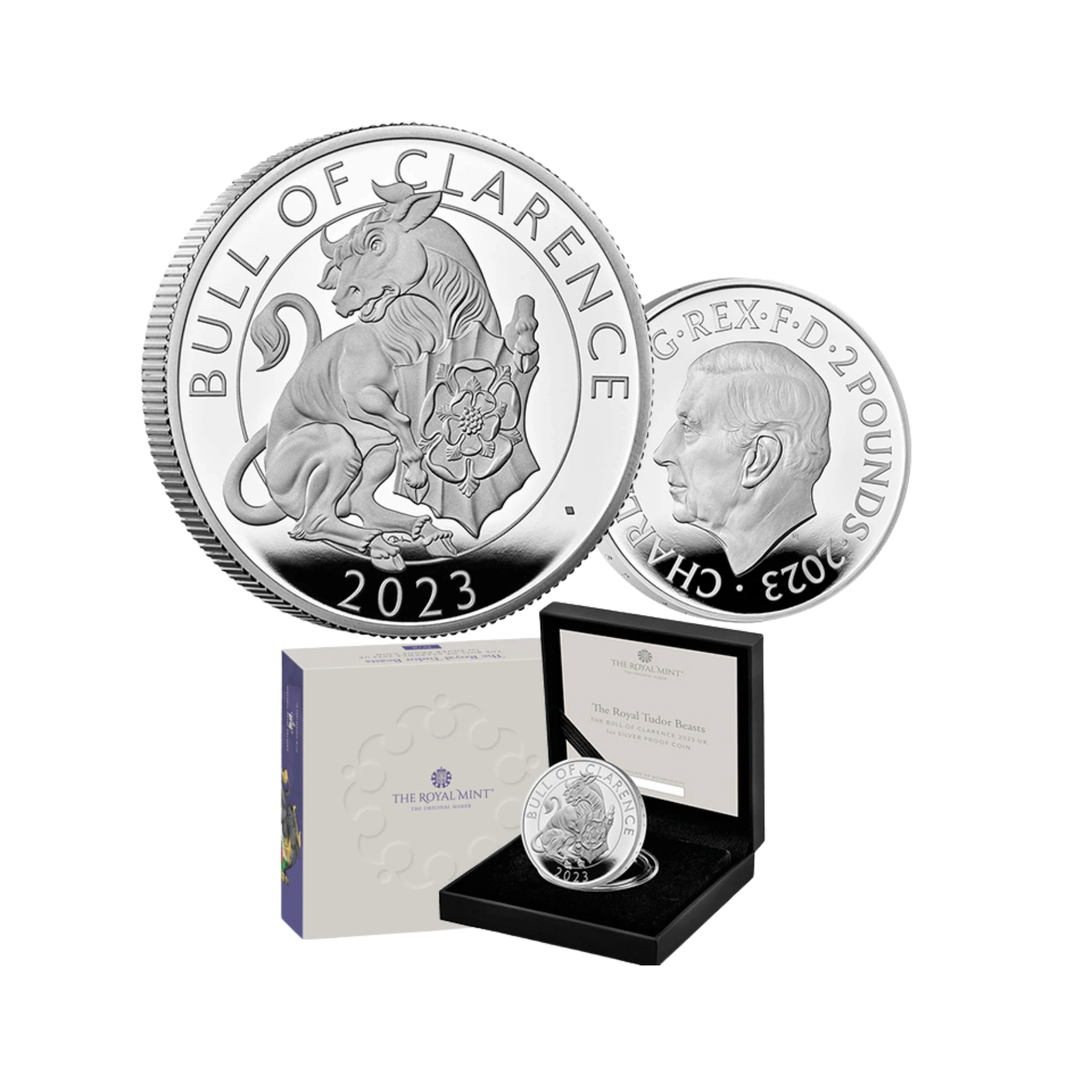 2023 Royal Mint Tudor Beasts Bull of Clarence 1oz Silver Proof Coin