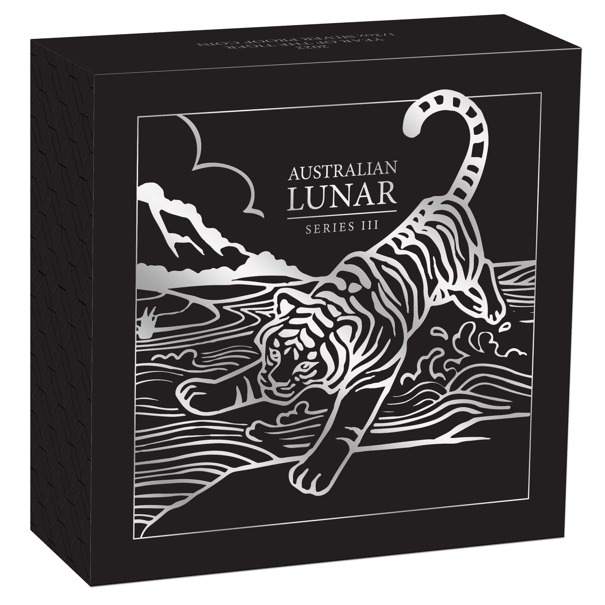 2022 Perth Mint Lunar Series III Tiger 1/2 oz Silver Coloured Proof Coin