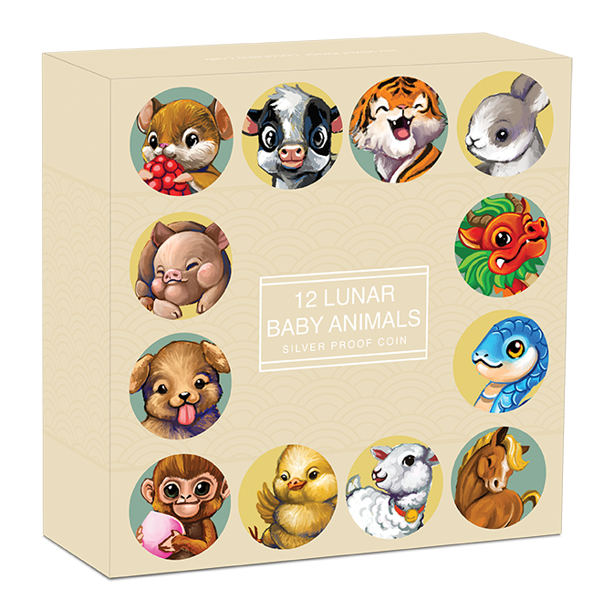 2025 Perth Mint Twelve Baby Lunar Animals 5oz Silver Proof Coloured Coin - Cert 20