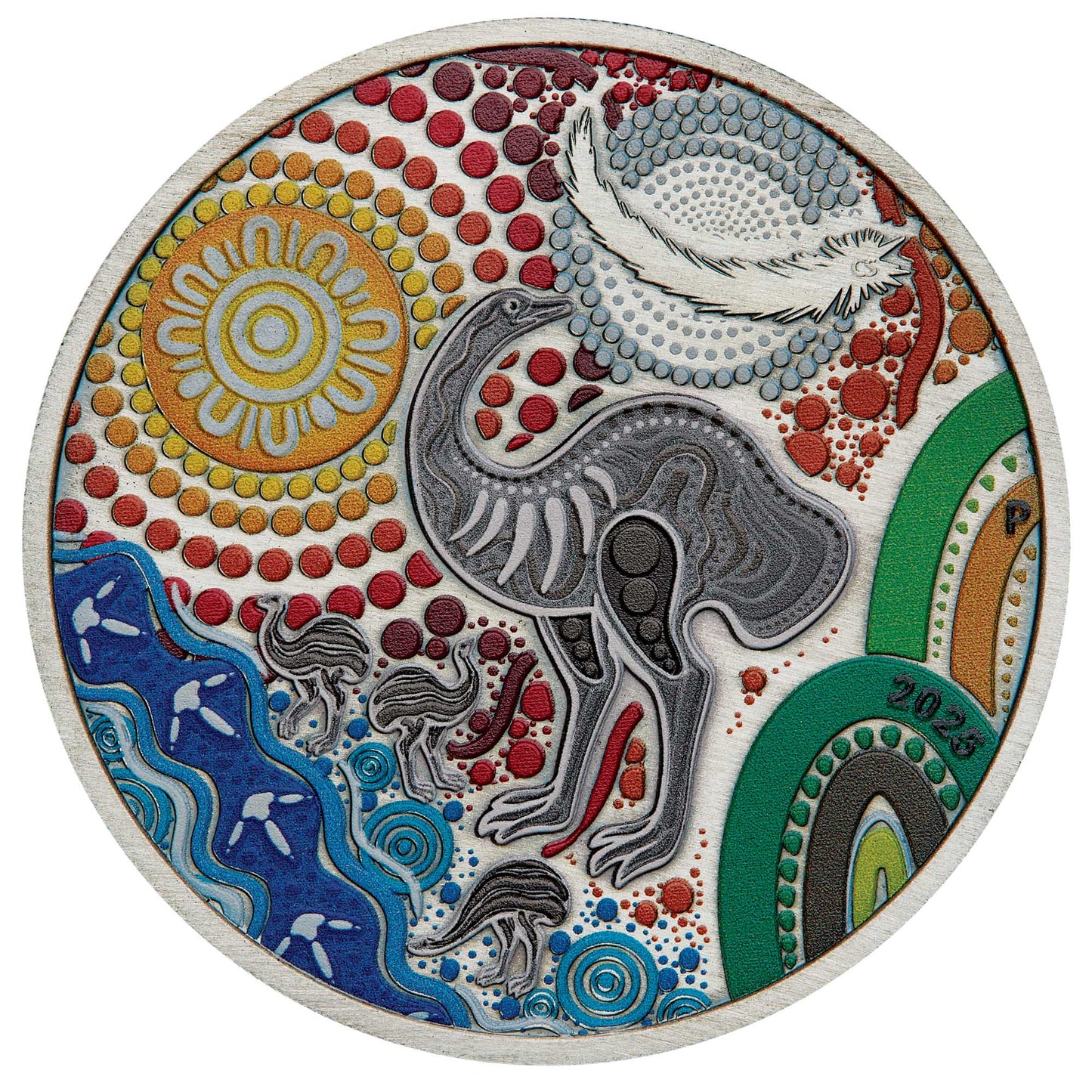 2025 Perth Mint Emu Utingat 2oz Silver Antiqued Coloured Coin