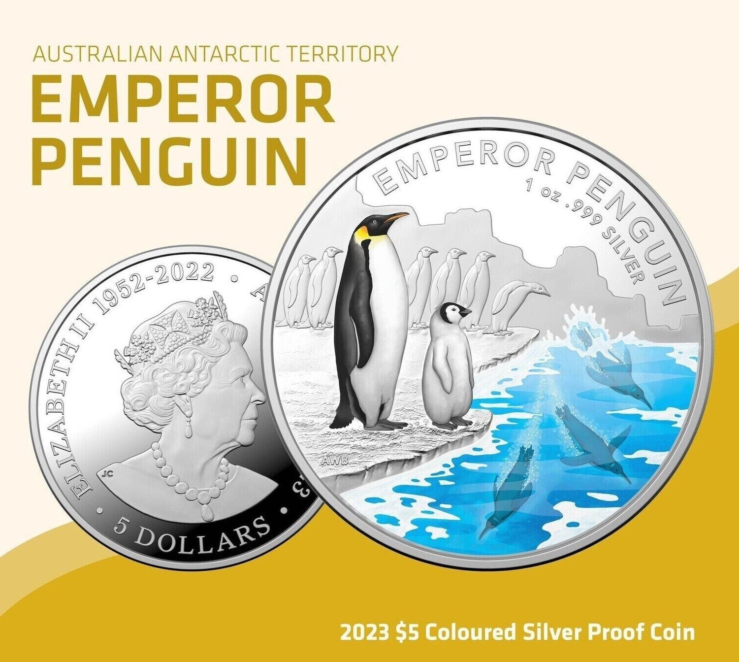 2023 Royal Australian Mint Emperor Penguin Silver Coloured Proof Coin