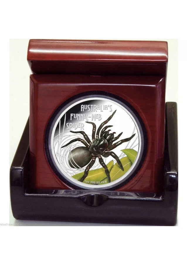 2012 Tuvalu Deadly & Dangerous Funnel Web Spider 1oz Silver Proof Coin