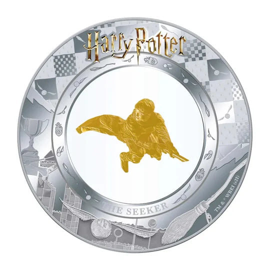 2022 Samoa Harry Potter The Seeker 2oz Silver Prooflike 24k Gold Inlay Coin