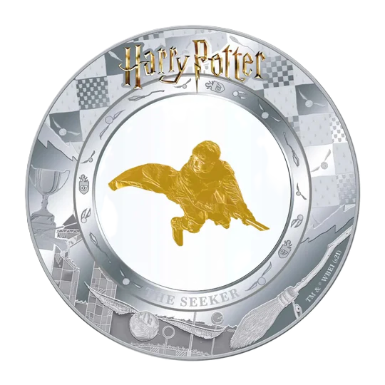 2022 Samoa Harry Potter The Seeker 2oz Silver Prooflike 24k Gold Inlay Coin