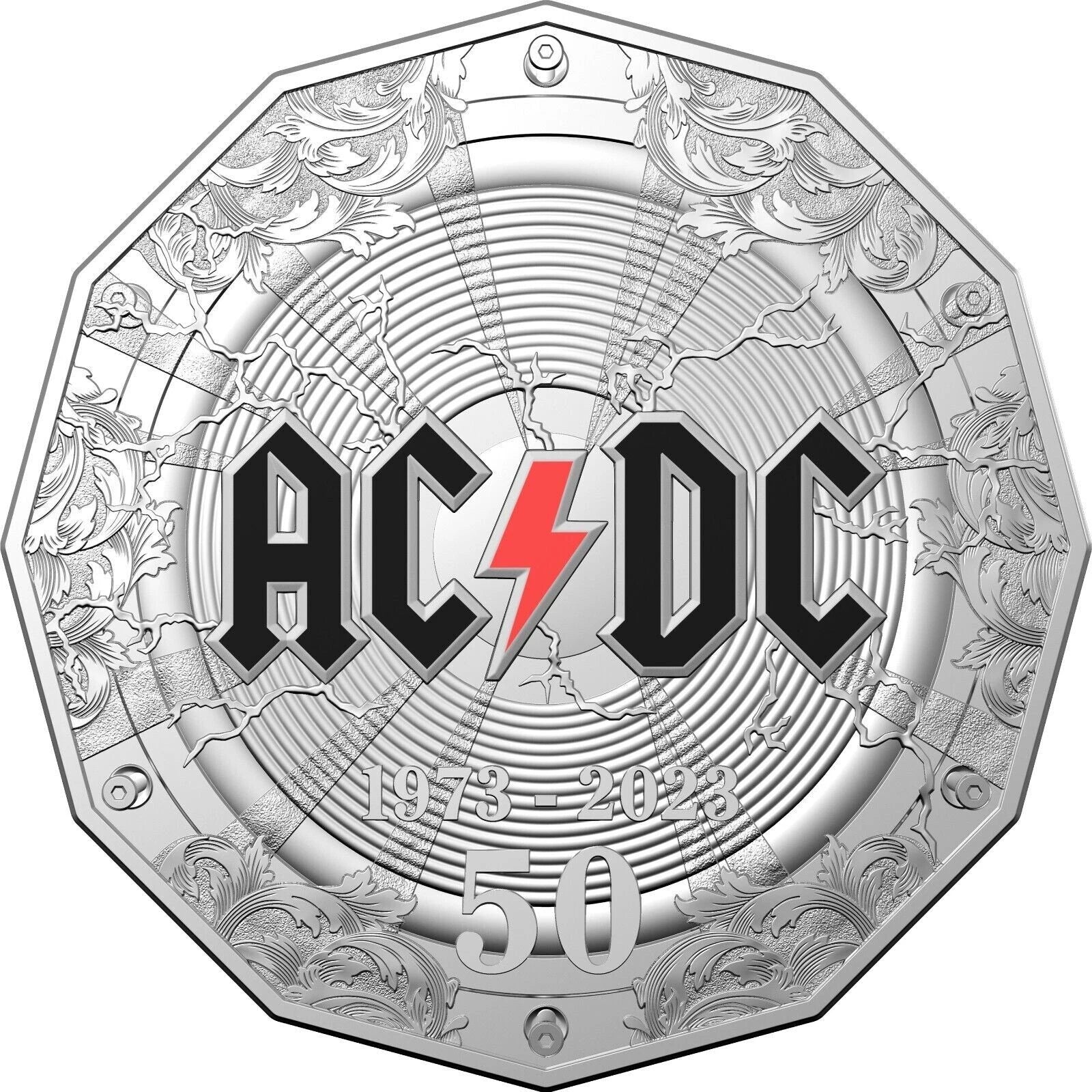 2023 RAM AC/DC 50th Anniversary 50c Coloured Uncirculated Coin