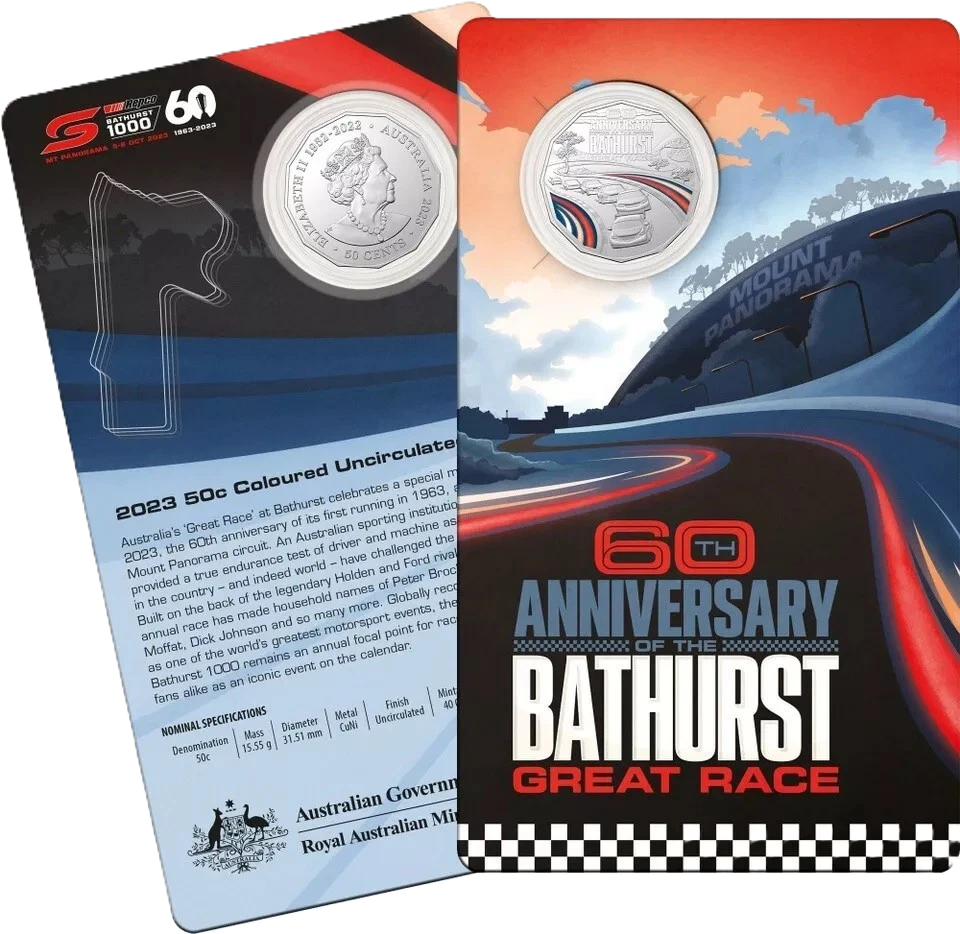 2023 RAM Bathurst 60th Anniversary Carded UNC Coloured Coin