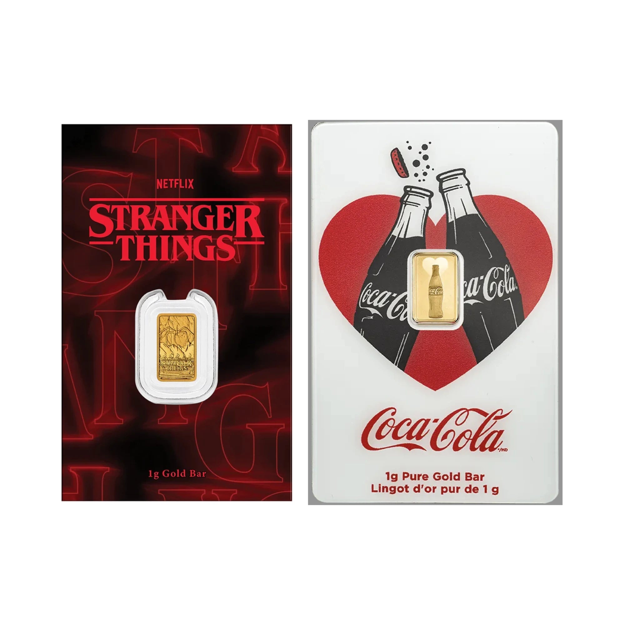 2026 Stranger Things & Coca Cola Valentine’s Love 1g Gold 2 Bar Collection