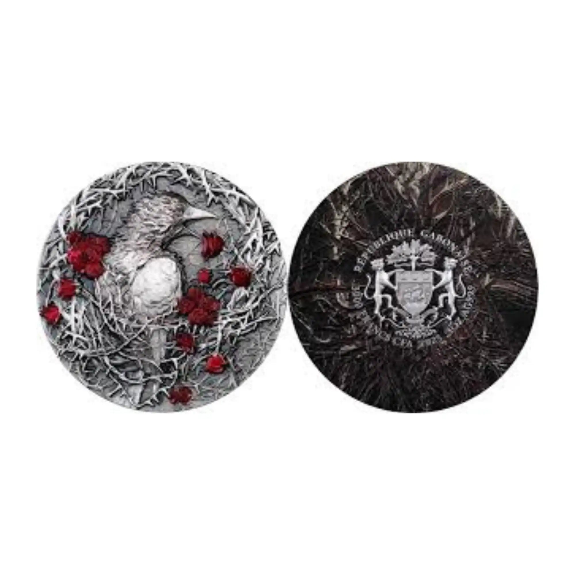2025 Gabon Greater Thorn Bird 3oz Silver Antiqued Coin