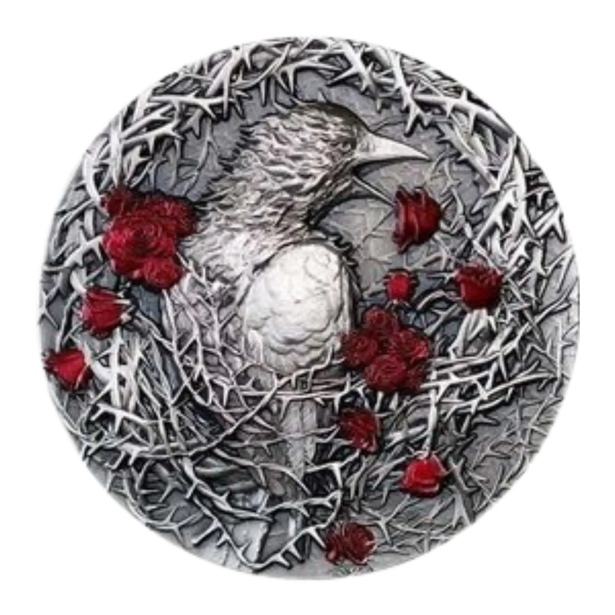 2025 Gabon Greater Thorn Bird 3oz Silver Antiqued Coin