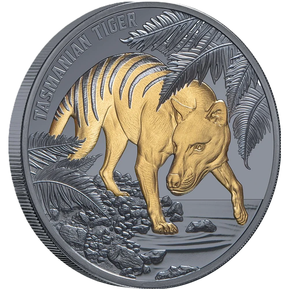 2026 Niue Tasmanian Tiger Gold-Plated 1oz Silver Black Proof Coin