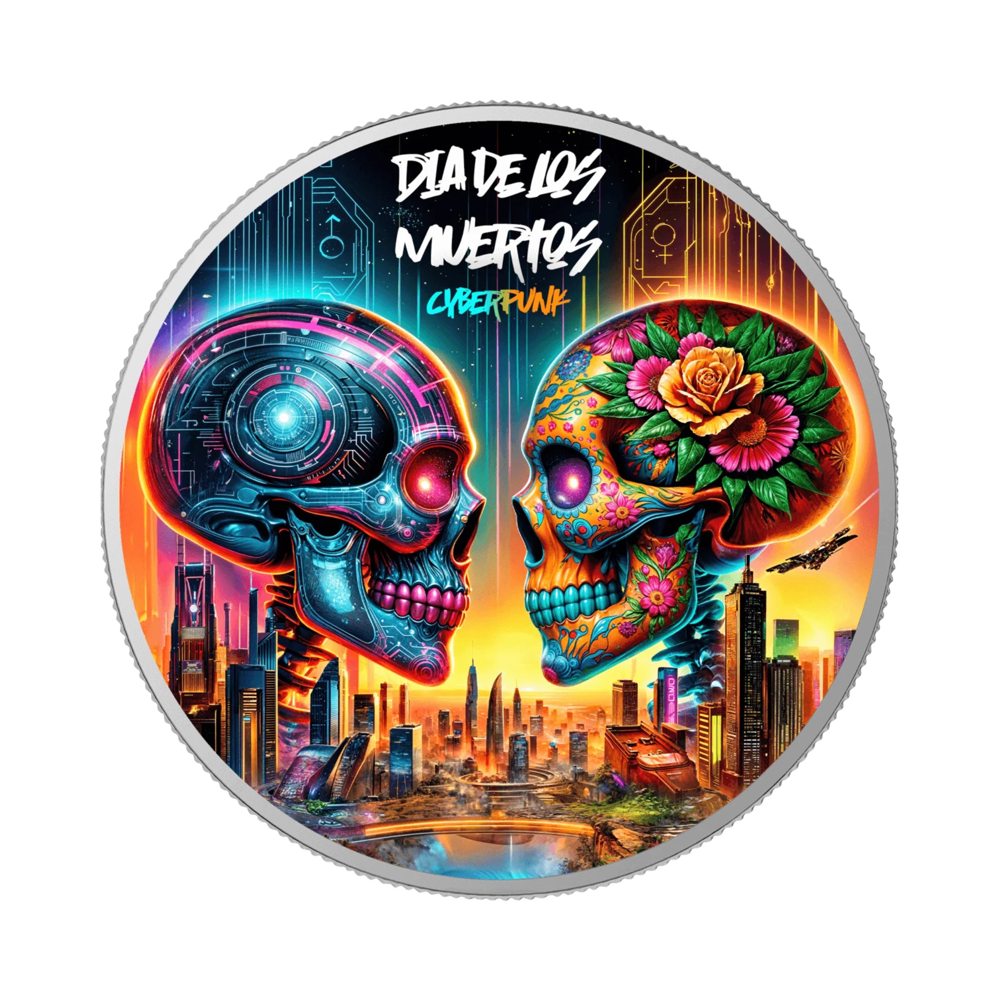 2024 Mexico Día De Los Muertos Cyberpunk 1oz Silver Coloured Coin