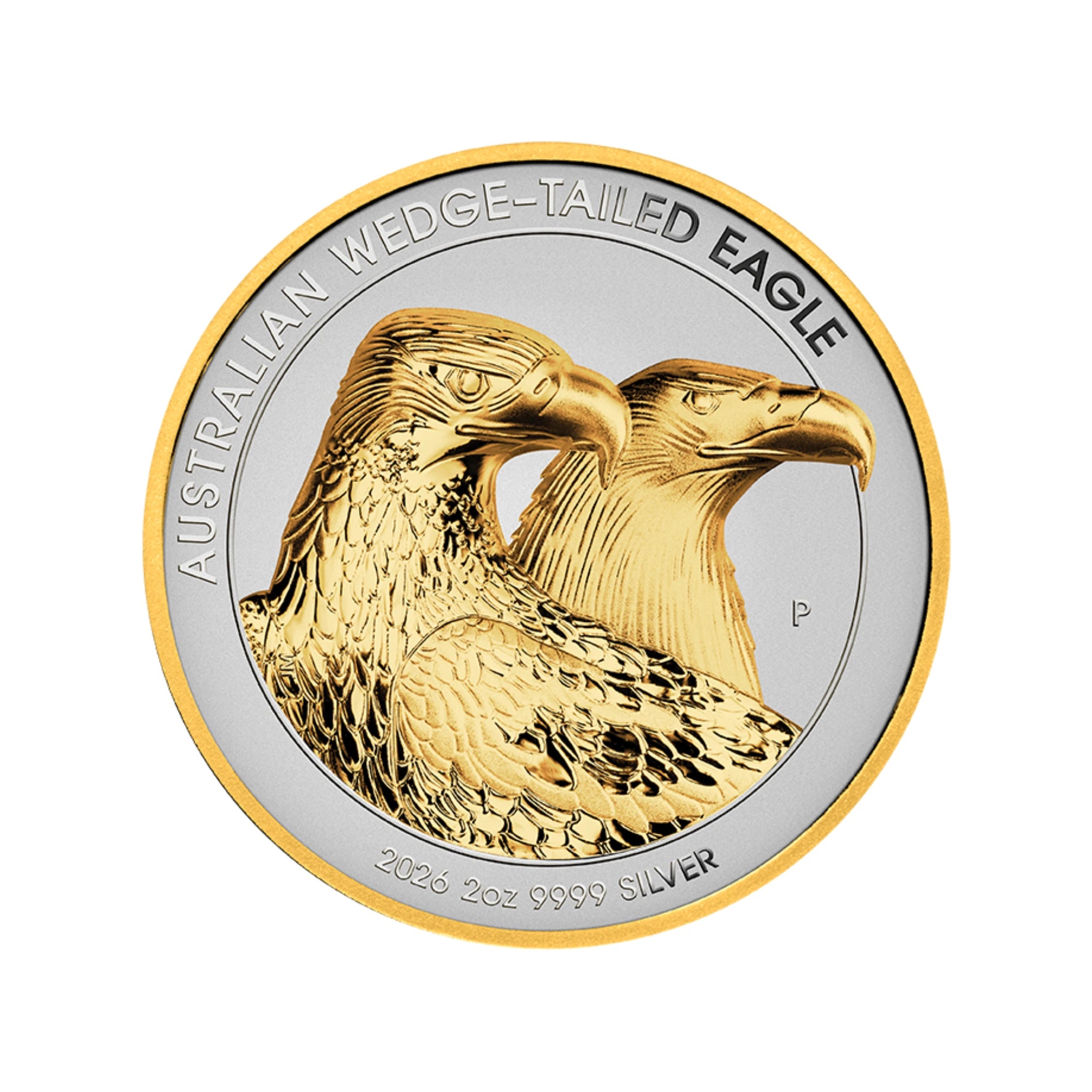 2026 Perth Mint Wedge tailed Eagle 2oz Silver Gilded Coin