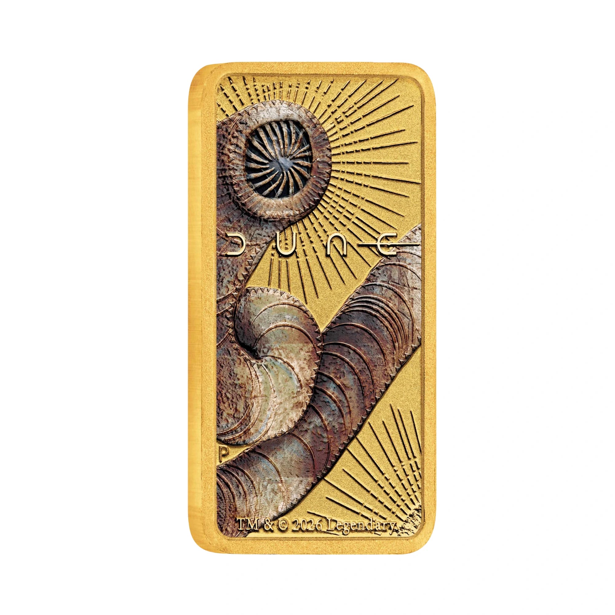 2026 Perth Mint DUNE 1g Gold Coloured Bar on Card