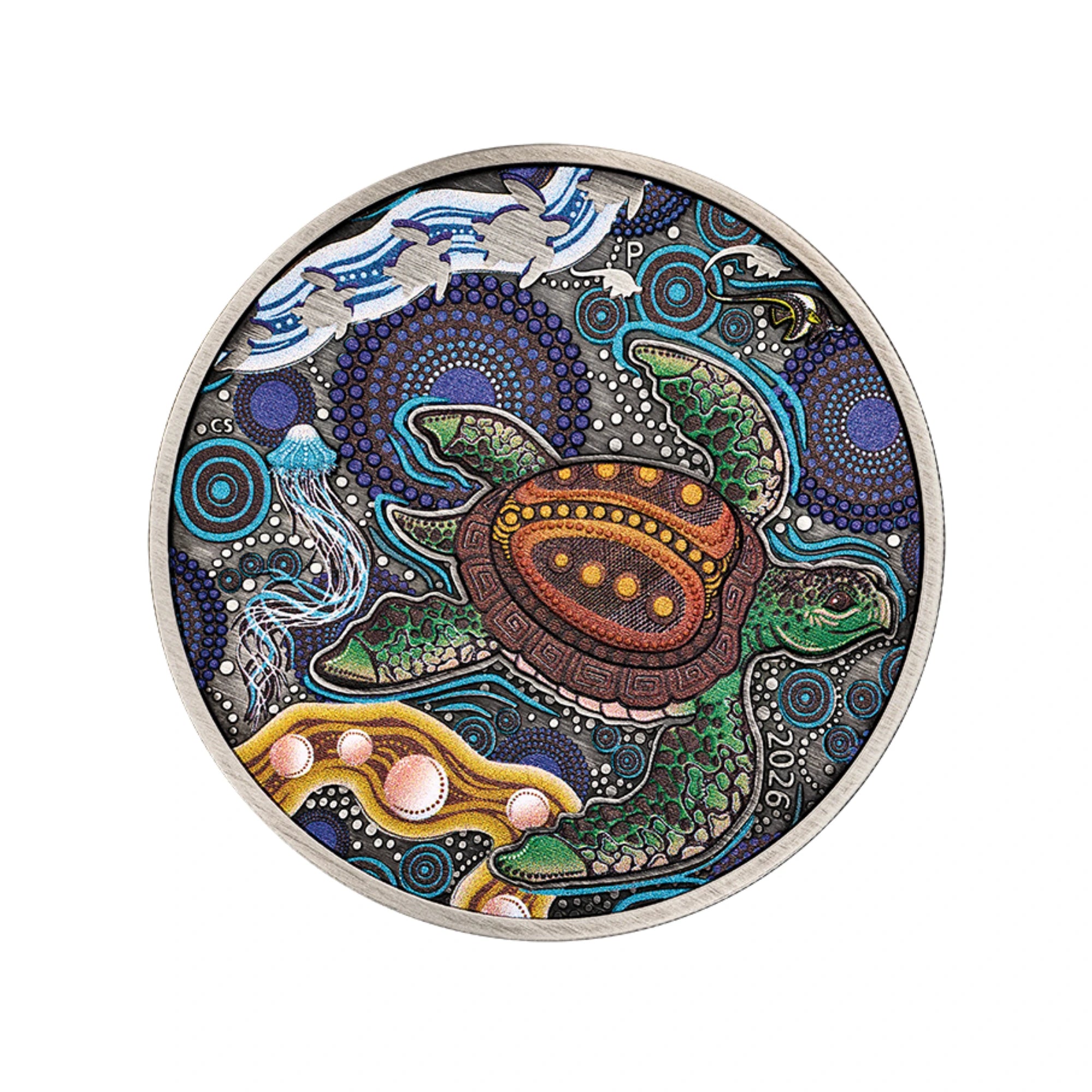 2026 Perth Mint Turtle Yaunati 2oz Silver Antiqued Coloured Coin