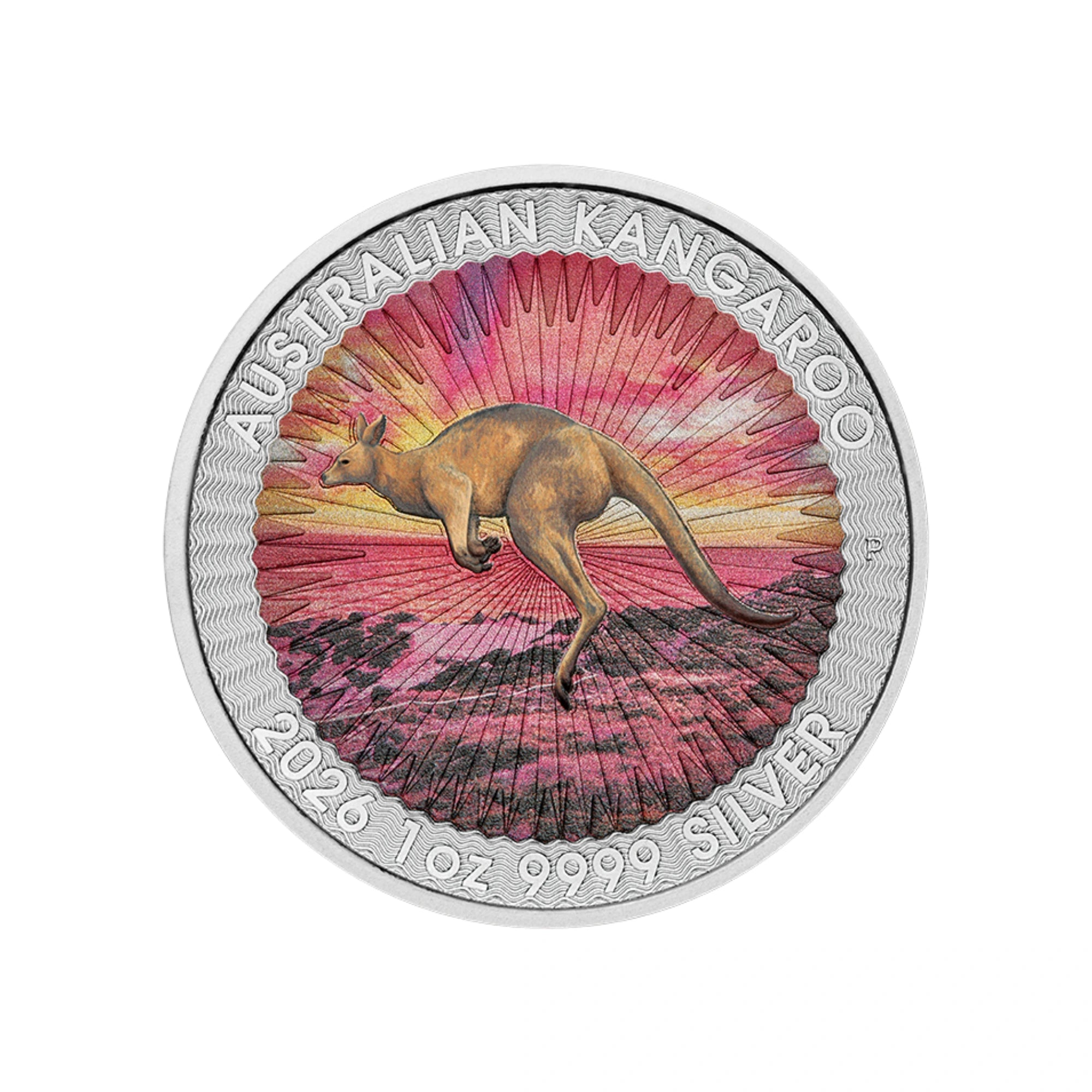 2026 Perth Mint Red Kangaroo 1oz Silver Coloured Coin