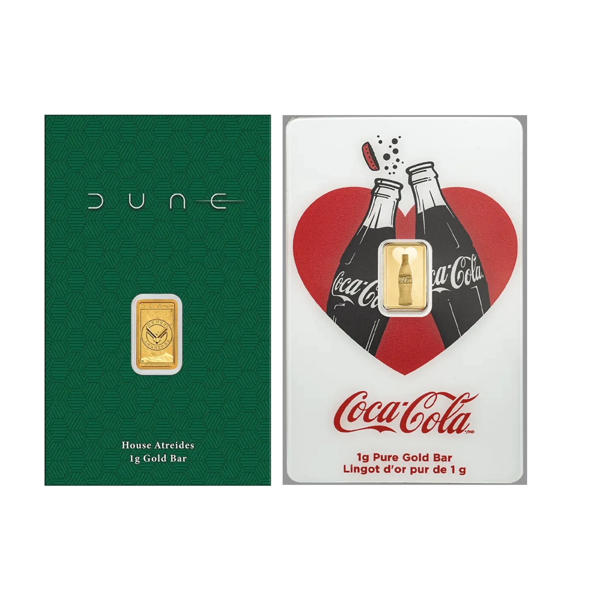 2026 Dune & Coca Cola Valentines Love 1g Gold 2 Bar Collection