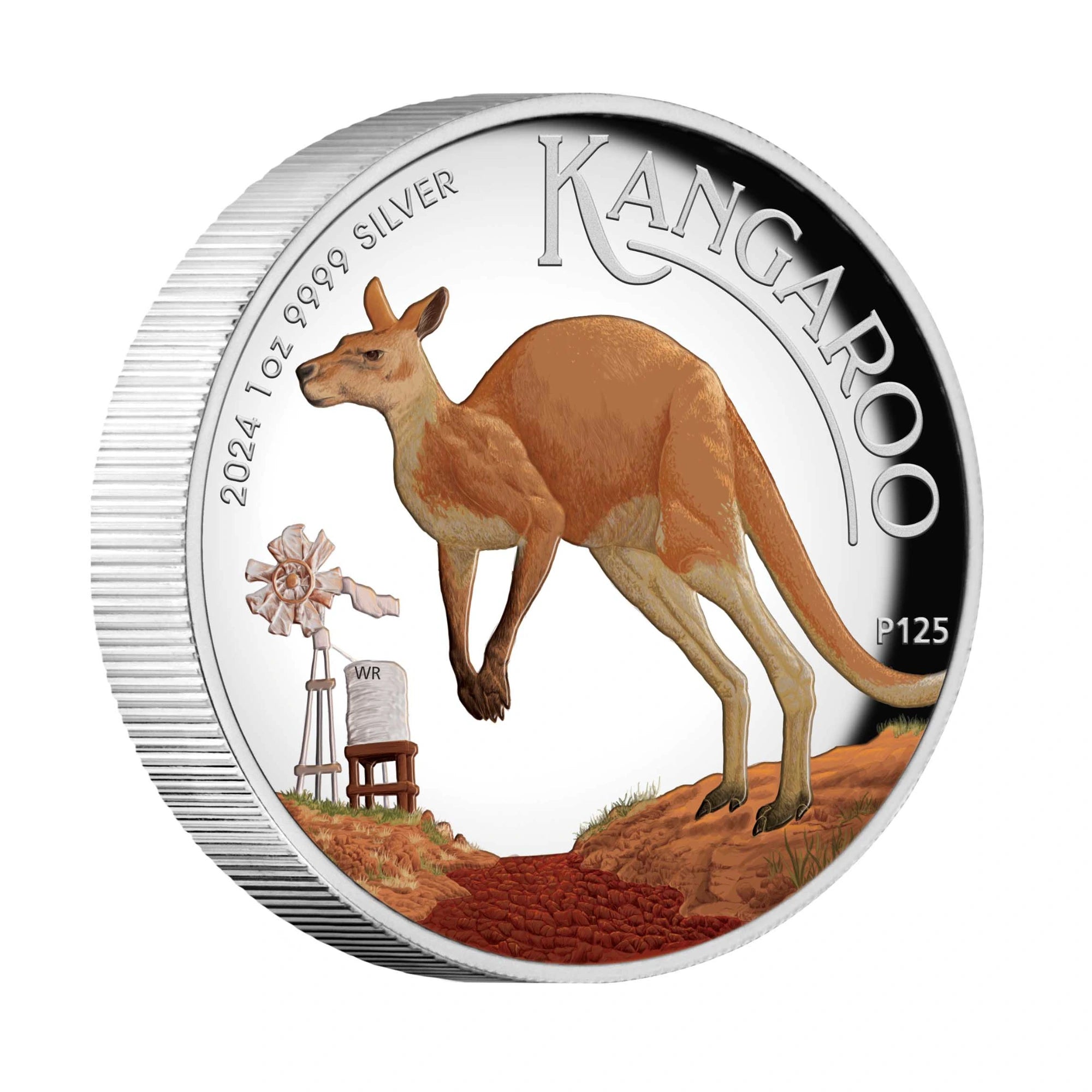 2024 PerthMint Kangaroo 1oz Silver Proof High Relief Coloured Coin
