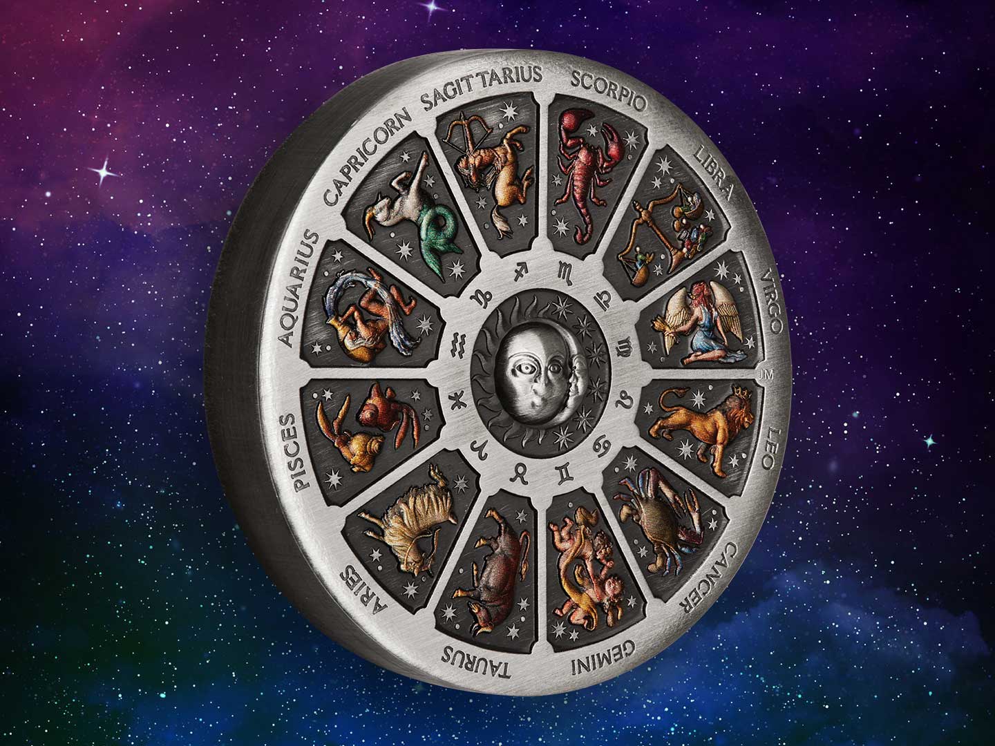 2020 PerthMint Zodiac 5oz Silver Antiqued Coloured Coin