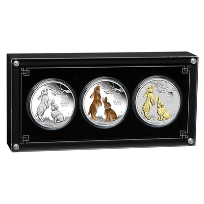 2023 Perth Mint Lunar Rabbit 1oz Silver Trio Set