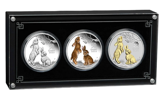 2023 Perth Mint Lunar Rabbit 1oz Silver Trio Set