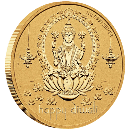 2022 Perth Mint Happy Diwali 1oz Silver Gilded Medallion