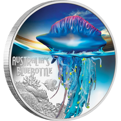 2024 Tuvalu Deadly & Dangerous Australia’s Bluebottle 1oz Silver Proof Coloured Coin
