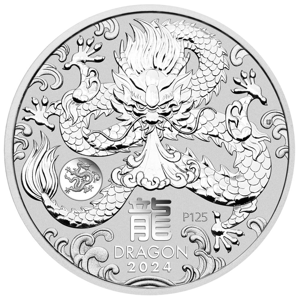 2024 Perth Mint Lunar Dragon 1oz Silver Bu Coin (Dragon Privy)