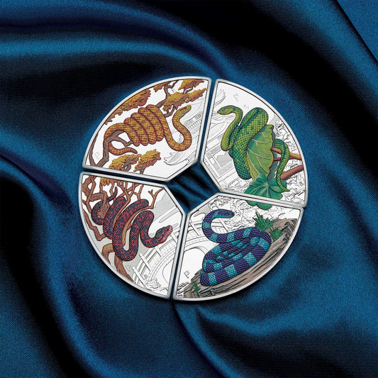 2025 Perth Mint Lunar Snake Quadrant 1oz Silver Proof Coloured Four-Coin Set