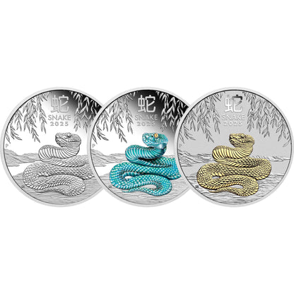 2025 Perth Mint Lunar Snake 1oz Silver Trio Set