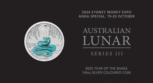 2025 Perth Mint Lunar Snake 1/4oz Silver Coin in Card