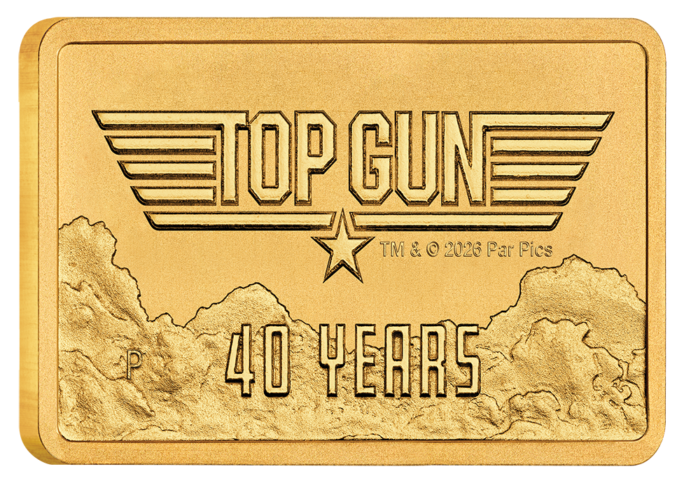 2026 Perth Mint Top Gun 40th Anniversary 1g Gold Rectangle Coin in Card