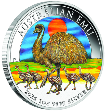 2026 Perth Mint Australian Emu 1oz Coloured Silver Coin Pre Order
