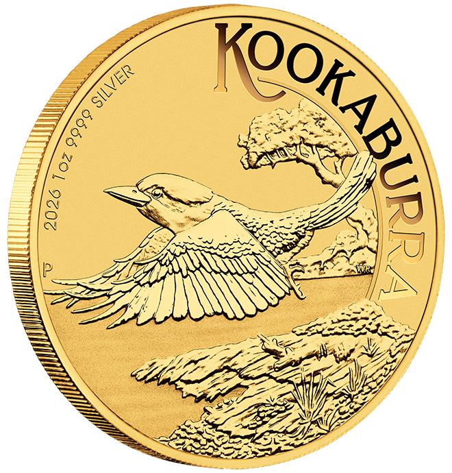 2026 Perth Mint Australian Kookaburra 1oz Silver Gold-Plated Coin