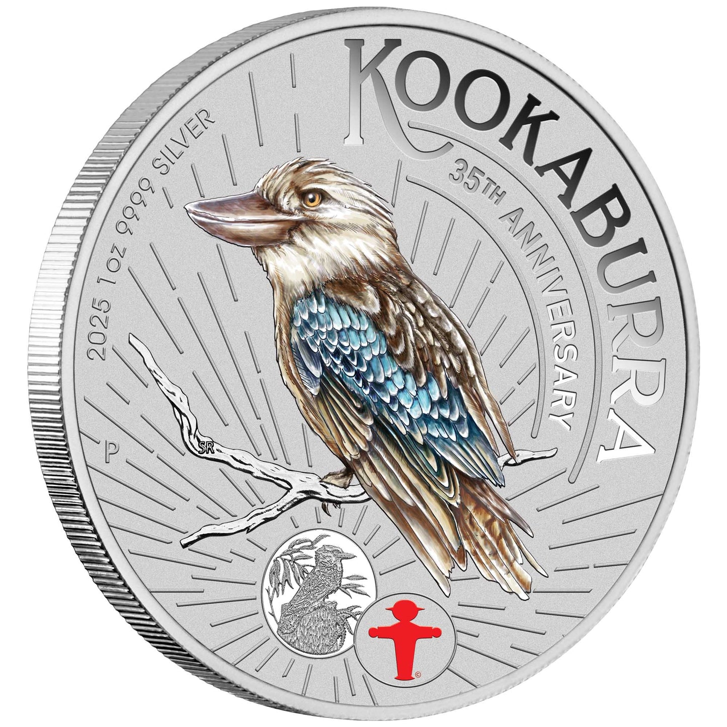 2025 Perth Mint Kookaburra 1oz Silver Coloured Coin in Card