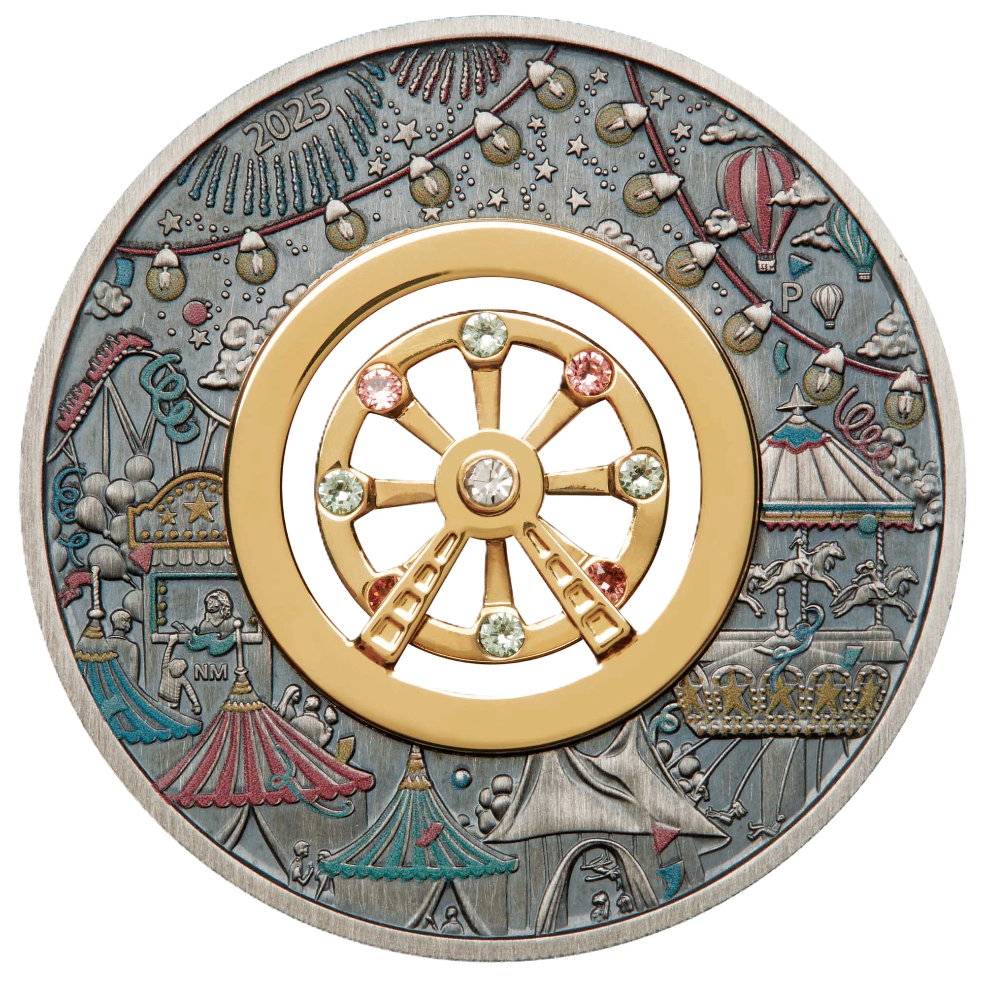 2025 Perth Mint Ferris Wheel 2oz Silver Antiqued Coloured Coin